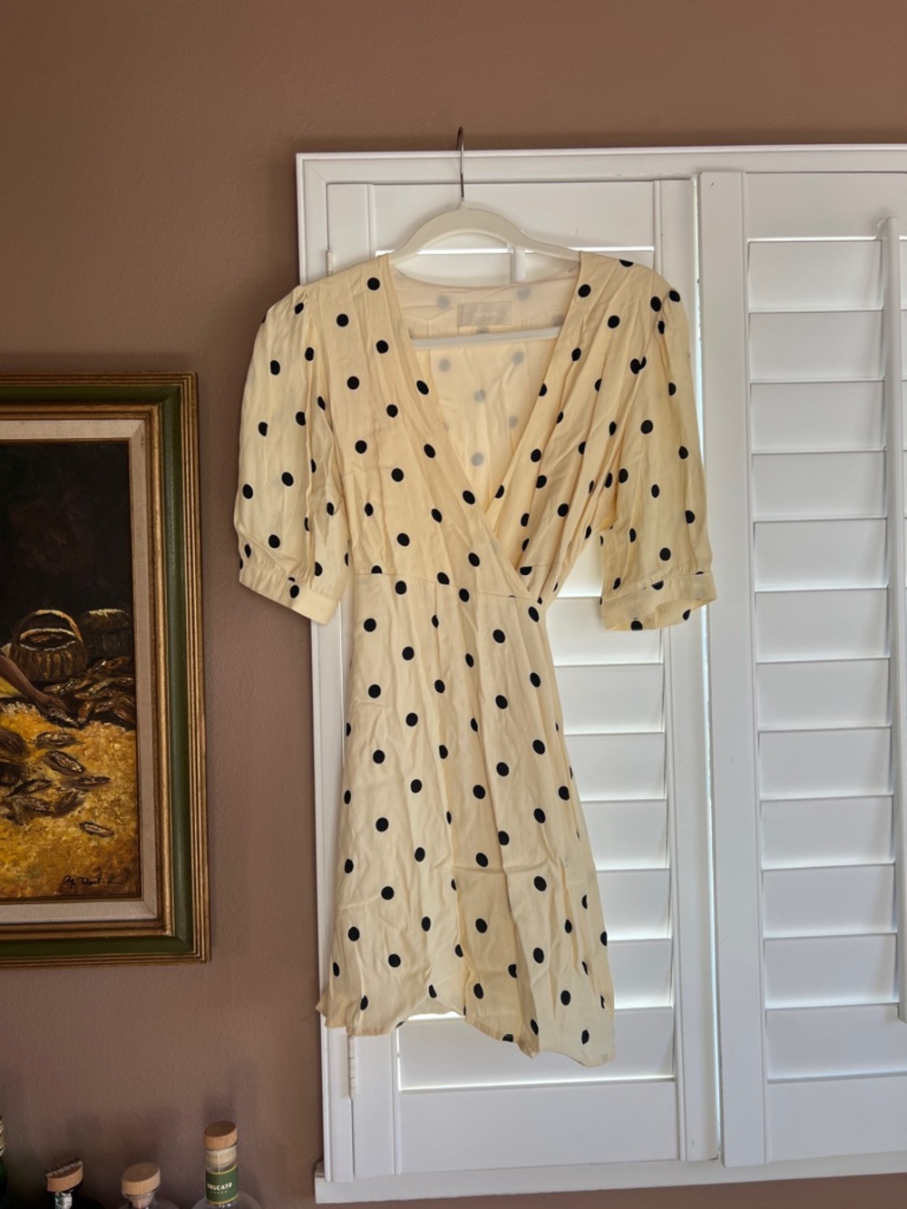 Capulet Cream Polka Dot Wrap Mini Dress size XS